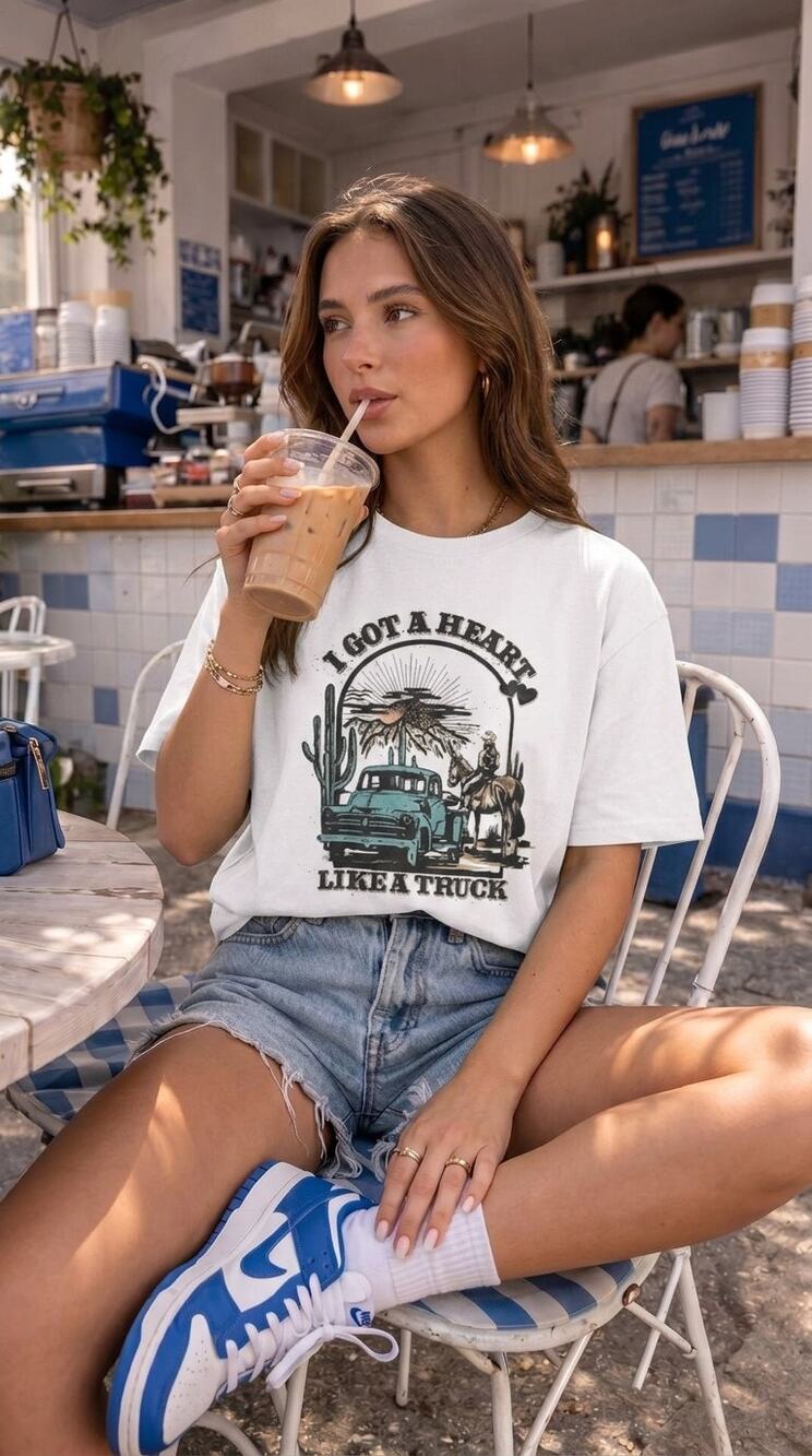 Bella + Canvas Heart Like A Truck Graphic T-shirt, Unisex Shirt, Unisex Size 2X